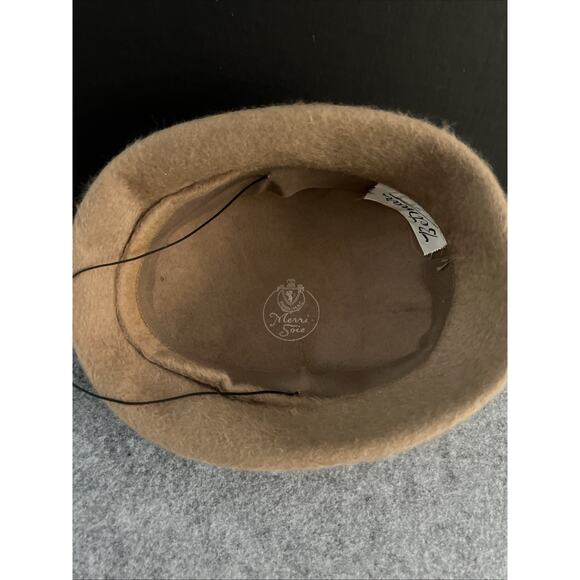 Betmar Vintage Brown Velour Felt Hat Pillbox Beret Bow‎ Made in Italy - Picture 6 of 11